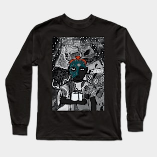 MaleMask NFT with SteampunkEye Color and DarkSkin Color - Mystery Night Background Long Sleeve T-Shirt